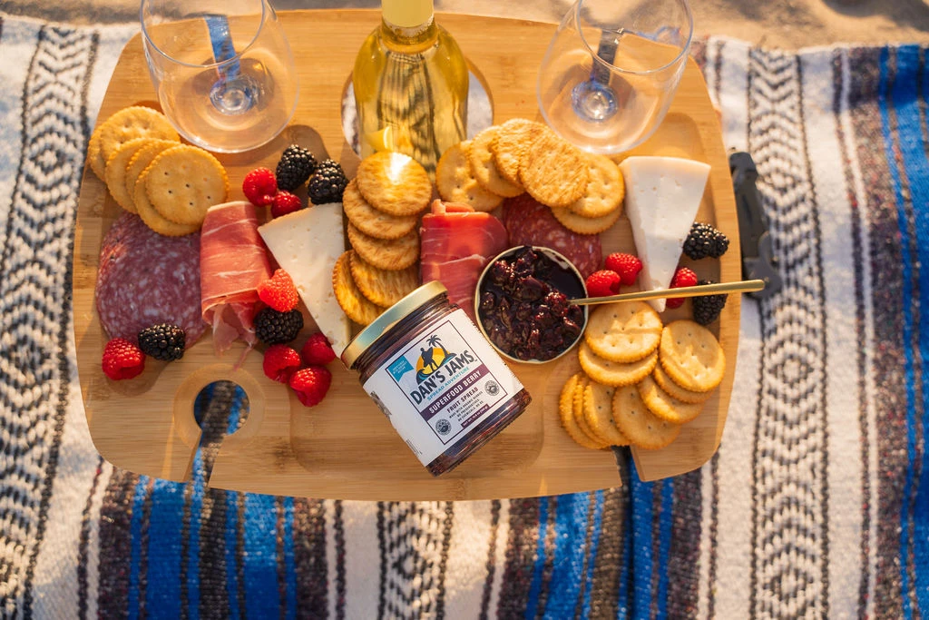 Beach charcuterie with Dan's Jams