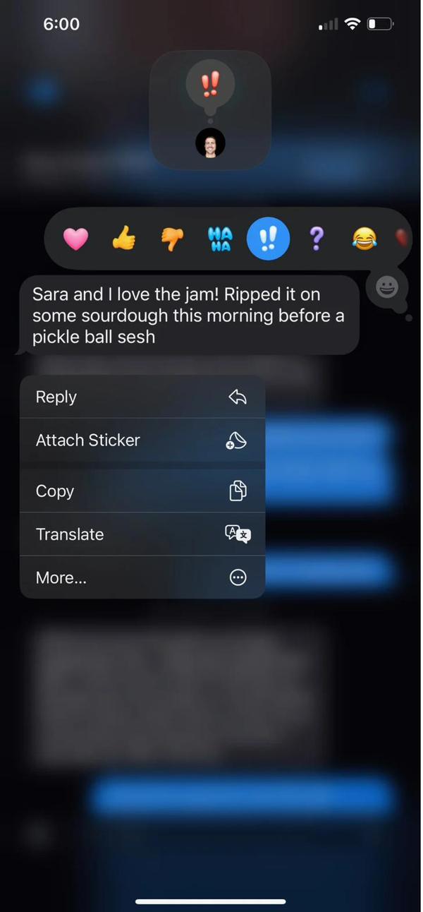 Customer text about jam