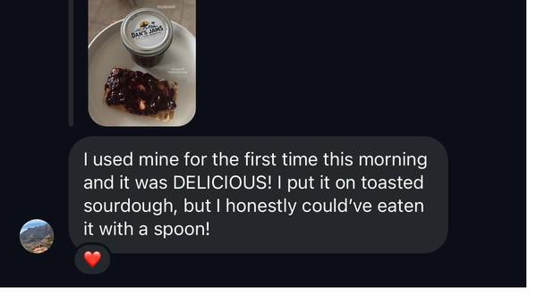 Customer text about jam